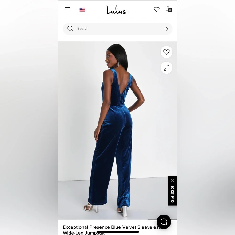 NWT lulus size large blue velvet jumpsuit - Picture 6 of 7